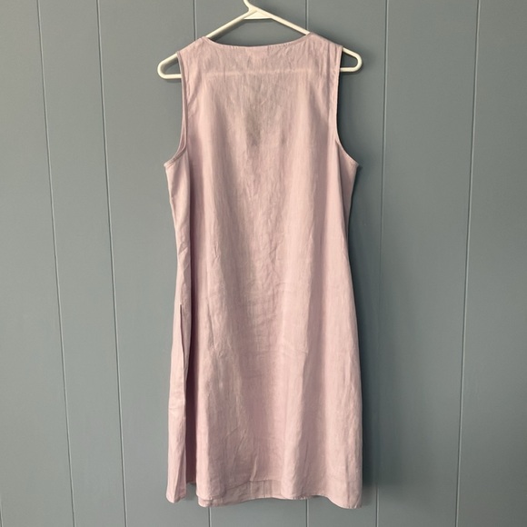 J Jill LoveLinen M Pastel V-neck Sleeveless Shift Dress Knee Length Lightweight - Picture 4 of 10